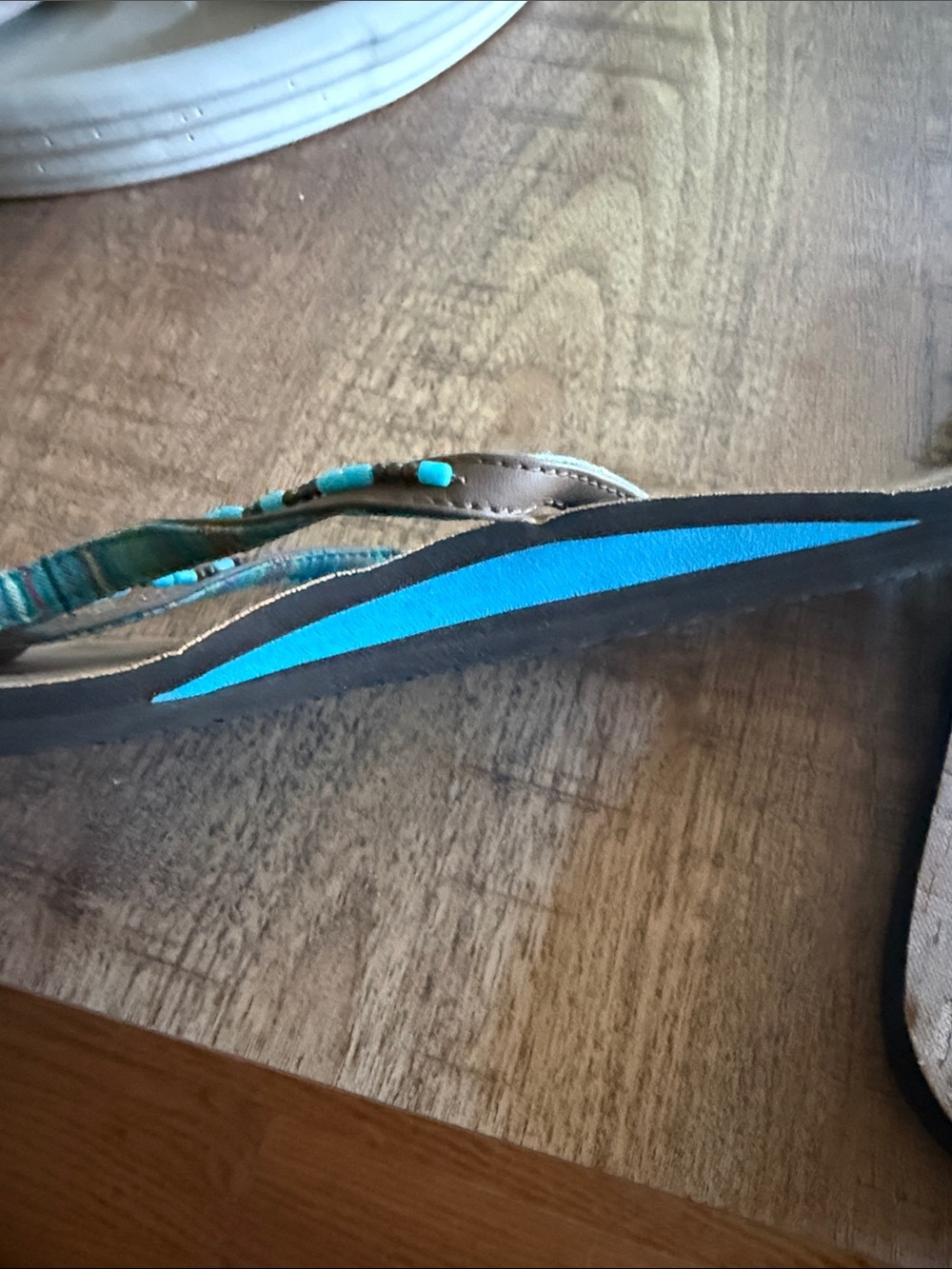 Turquoise Beaded Women's Flip Flops - Picture 5 of 6
